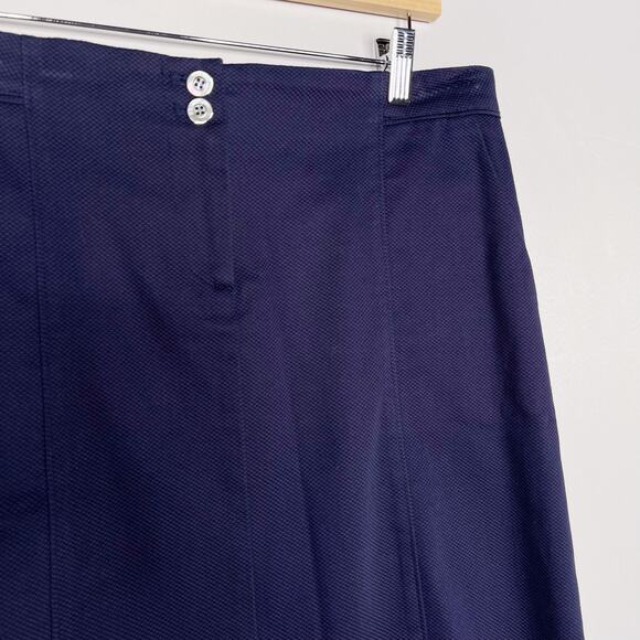J McLaughlin Size 10 Navy Blue Cotton Stretch Textured Mini Skirt Made in USA - Picture 5 of 10